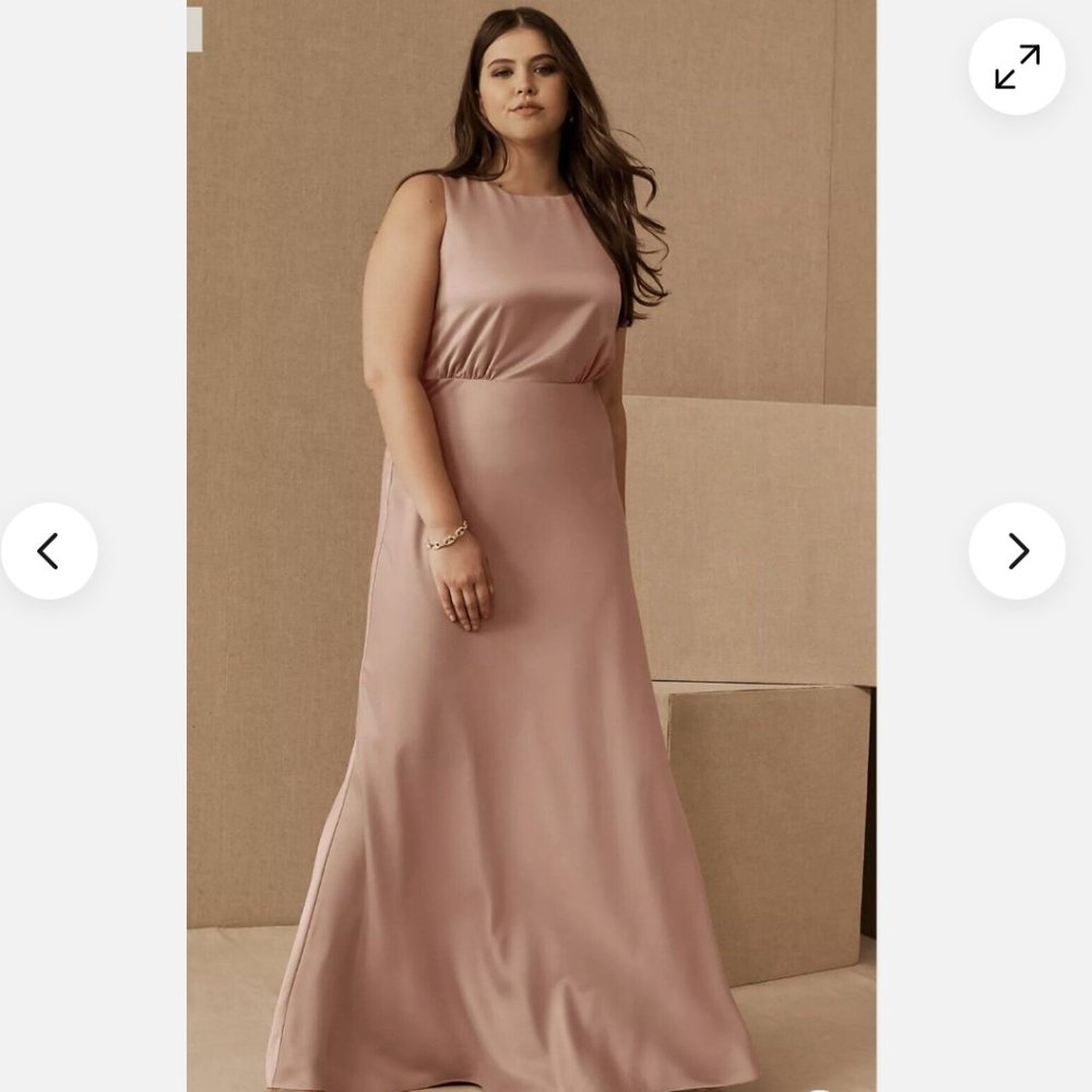 BHLDN Anthropologie Beckett Satin Charmeuse Maxi Bridesmaid Dress Size 16 NWOT